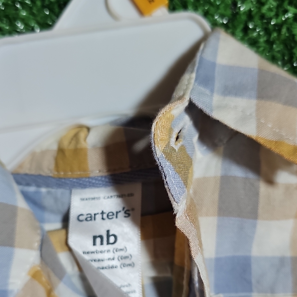 Carter's Yellow and Blue Checkered Baby Outfit - Picture 3 of 8
